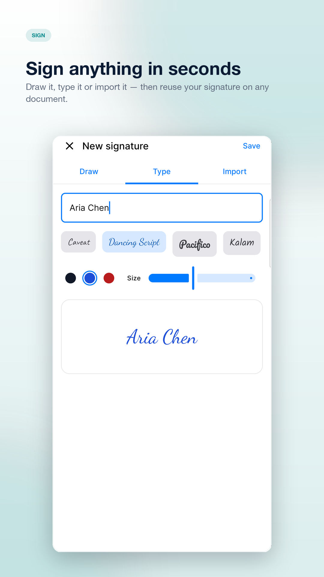 Signing a document