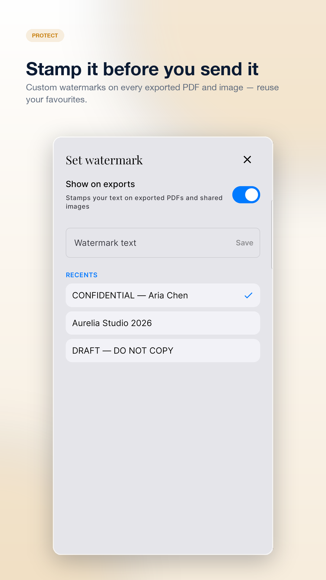 Applying a custom watermark